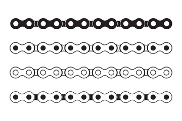 Bike, bicycle chain vector, icon. Metal chain vector icon, silhouette, Simple flat logo of chain on white background. Chain icon, silhouette. Vector illustration.