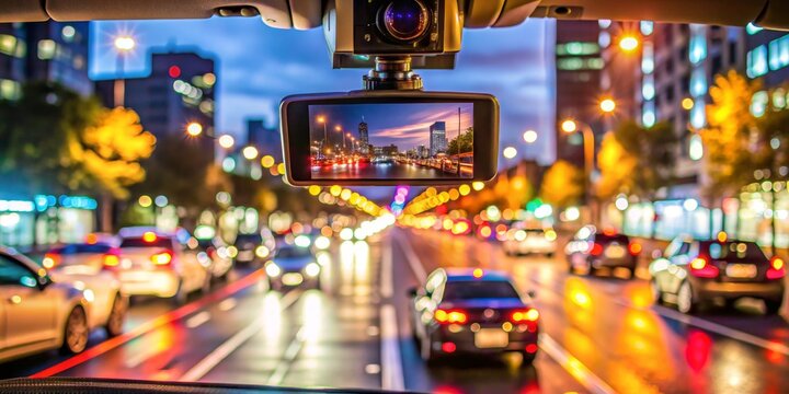 City Lights Reflected in Dashcam, dashcam , night , traffic , city