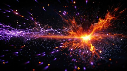 Fototapeta premium A vibrant explosion of fiery colors in a dark digital space.