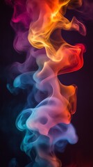 Obraz premium Colorful swirling smoke on a dark background, abstract art concept