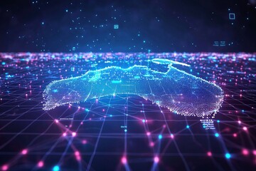 Obraz premium Digital map of australia network connectivity created with generative ai