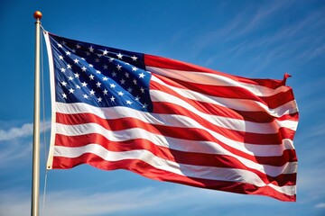 American Flag Waving in the Wind, flag, patriotism, USA, 4th of July