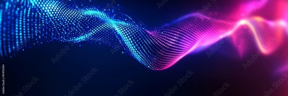 Poster abstract blue and pink digital wave - a dynamic abstract background with a blue and pink wave compos