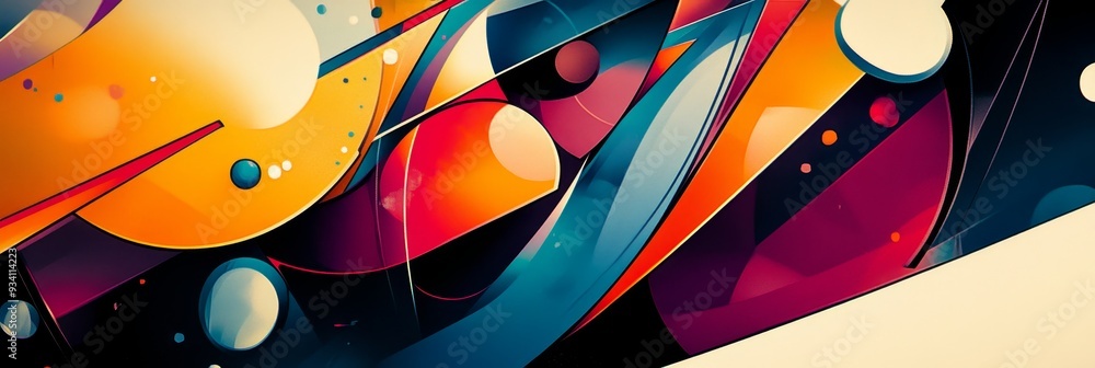 Poster abstract geometric shapes in vibrant colors - an abstract design featuring overlapping geometric sha