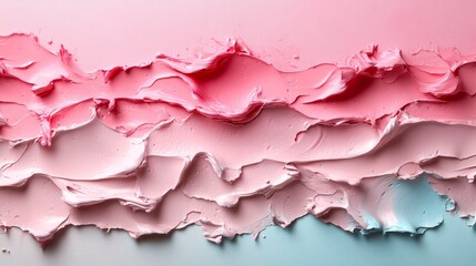 Abstract textured painting with pink and blue shades, close-up view. Modern art and creative concept