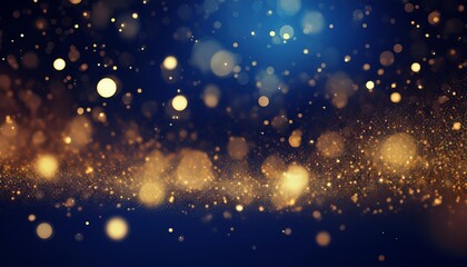 Fototapeta premium Abstract Dark Blue and Gold Background with Christmas Golden Light Particles