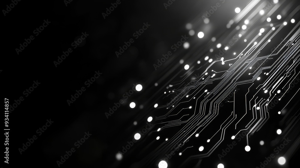 Poster abstract technology background with circuit board and glowing lights - this image depicts a futurist