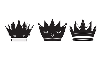 Royal crown silhouette set, set crown line art, vector illustration, Set of Black Crowns. © Mohammad