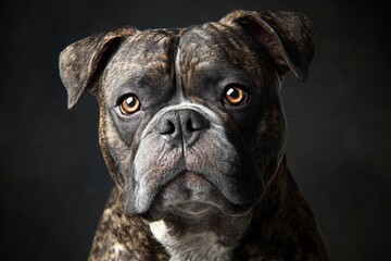 Brindle Boxer Dog with Intense Stare