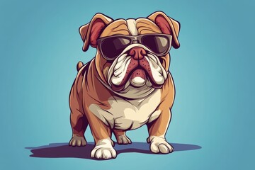 Cool Bulldog Wearing Sunglasses Cartoon