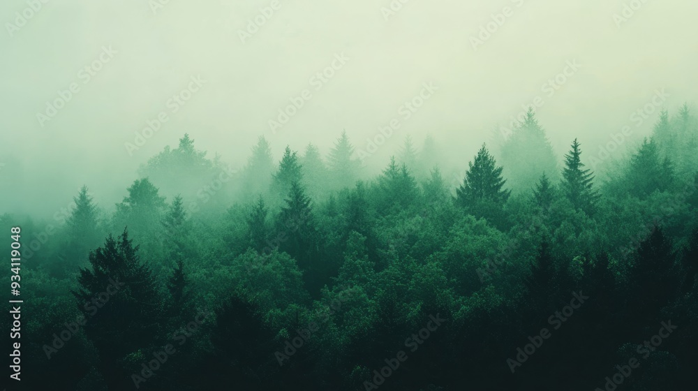 Poster serene gradient background fading from light green to dark forest green, ideal for a nature-inspired