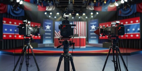 Television Cameras Ready for a Political Event