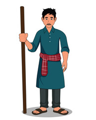 Indian village man cartoon character design