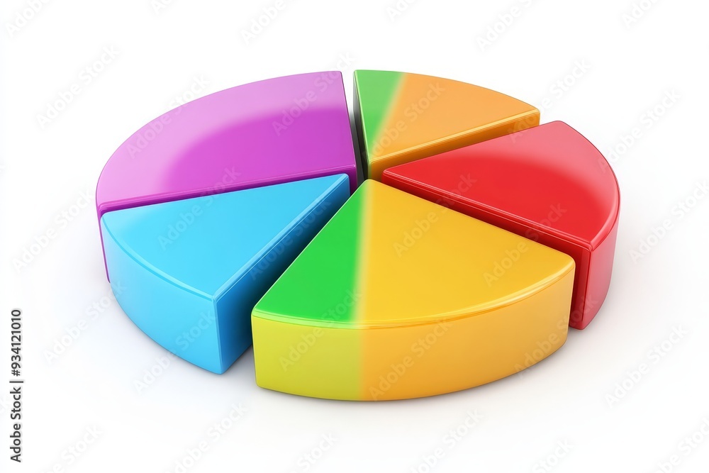 Poster colorful pie chart for data visualization and business presentations - a 3d pie chart divided into s