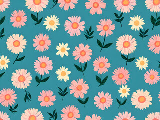 seamless pattern with flowers,Ai generated 