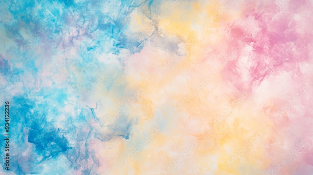 Poster subtle pastel tie-dye pattern with soft pinks, blues, and yellows creating a serene backdrop.