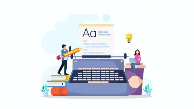 Copywriter 2d video animation 4k clip