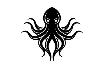 Octopus logo vector silhouette on a white background