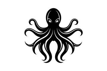 Octopus logo vector silhouette on a white background
