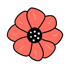 Doodle cartoon flowers set Hand drawn flower collection Decorative leaf and flower elements (13)