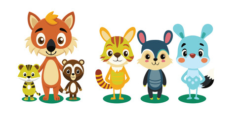 set of animals character vector illustrations