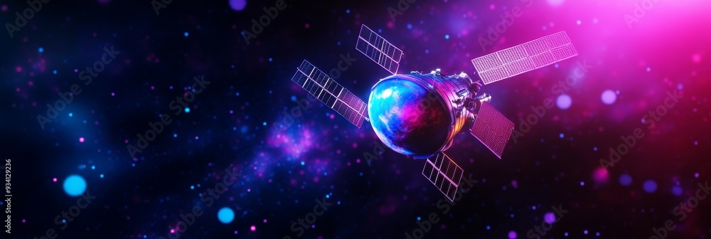 Poster futuristic spaceship soaring through cosmic nebula - a futuristic spaceship with glowing panels and 