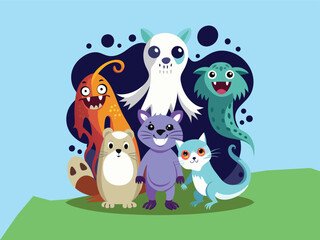 set of animals character vector illustrations