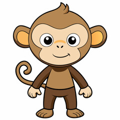Obraz premium A monkey cartoon stand isolated on white background. PNG Transparent file type with high definition quality And vibrant color grading Available.