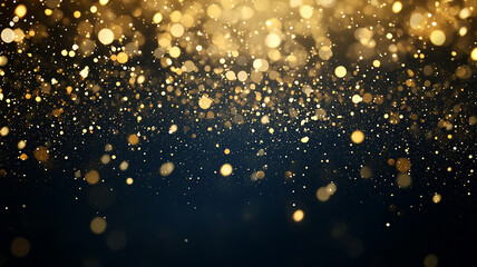 Gold glitter falling against a dark background.