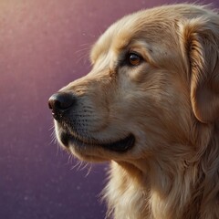 Obraz premium Loyal Companion: close-up of a golden retriever, pastel gradient background