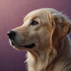 Loyal Companion: close-up of a golden retriever, pastel gradient background