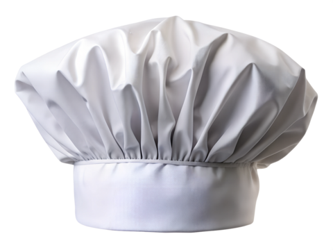 Classic white chef hat isolated, transparent PNG file
