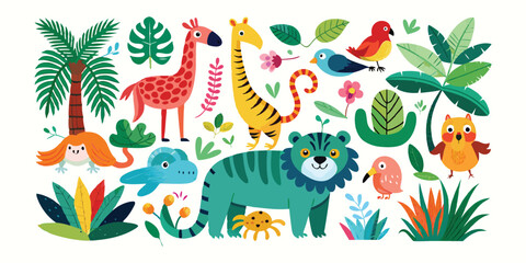 set of animals character vector illustrations