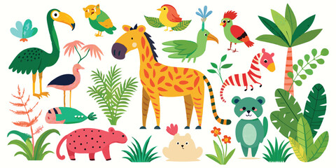 set of animals character vector illustrations