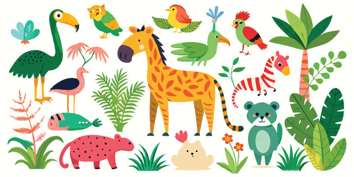 set of animals character vector illustrations