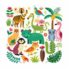 set of animals character vector illustrations