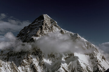 K2 peak, the 2nd highest mountain in the dark