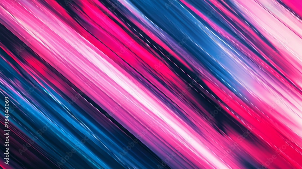 Poster abstract motion blur with pink and blue diagonal lines, dynamic light streaks. modern futuristic bac