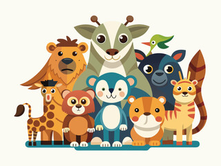 Obraz premium set of animals character vector illustrations