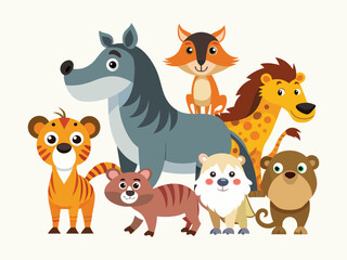 set of animals character vector illustrations