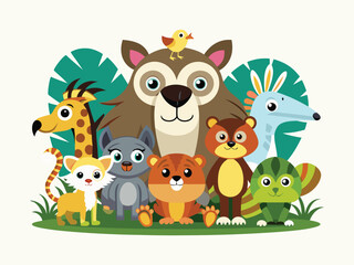 set of animals character vector illustrations