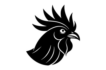Rooster head logo vector silhouette on a white background 
