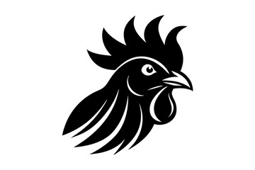 Rooster head logo vector silhouette on a white background 