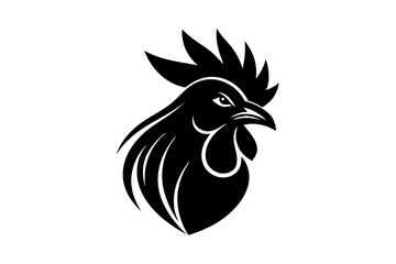 Rooster head logo vector silhouette on a white background 