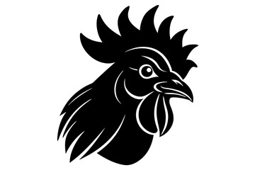 Rooster head logo vector silhouette on a white background 