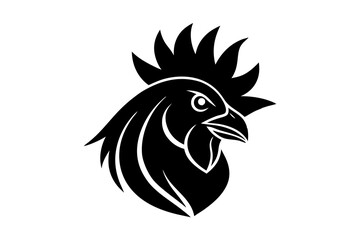 Rooster head logo vector silhouette on a white background 