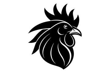 Rooster head logo vector silhouette on a white background 