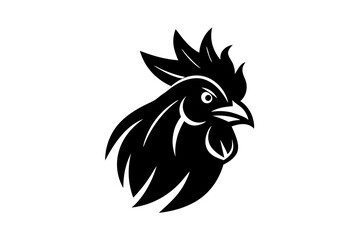 Rooster head logo vector silhouette on a white background 
