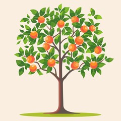 Orange tree illustration in vibrant colors representing growth and abundance