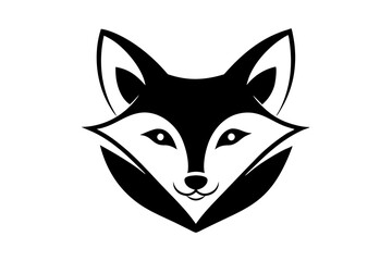 Smooth cute fox face logo on a white background 